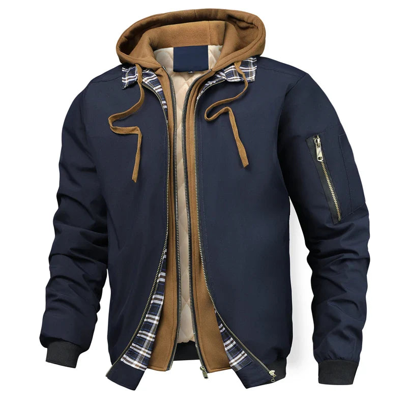 Veste bomber chaude pour homme, coupe-vent épais, à capuche, pour l'extérieur, la randonnée, le sport, thermique, fermeture éclair, collection automne-hiver