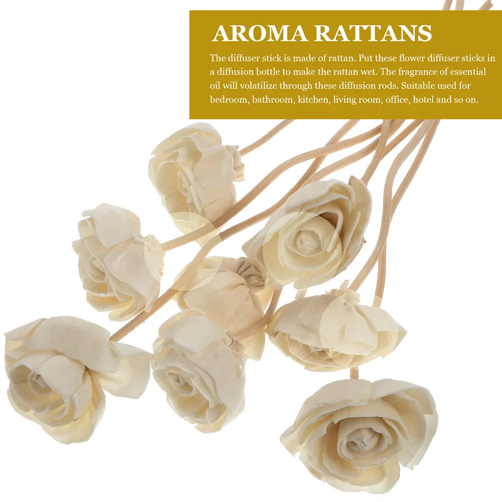 9 Pcs Aromatherapy Rattan Flower Fragrance Sticks Replaceable Household Diffuser Decor Essential Oil Scentedsticks Home Car