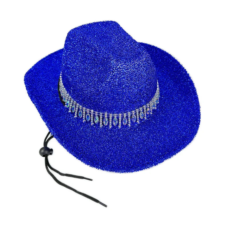 Chapeau de cowgirl pour femme élégant avec strass, chapeau de soleil à large bord, casquette western pour fêtes et usage quotidien