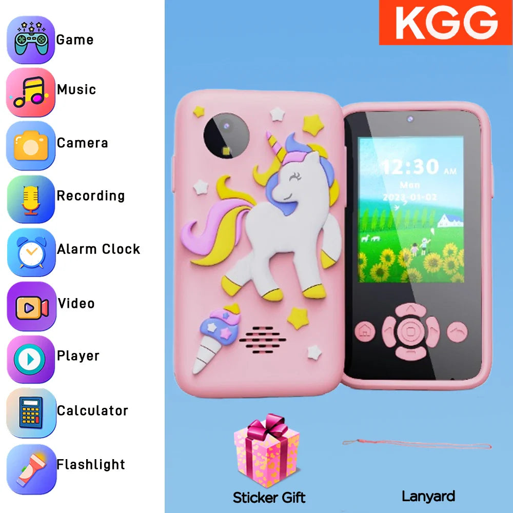 Téléphone intelligent pour enfants Filles Garçons Jouets Téléphone portable Double appareil photo Lecteur de musique 17 jeux Téléphone d'apprentissage pour tout-petits Cadeaux d'anniversaire