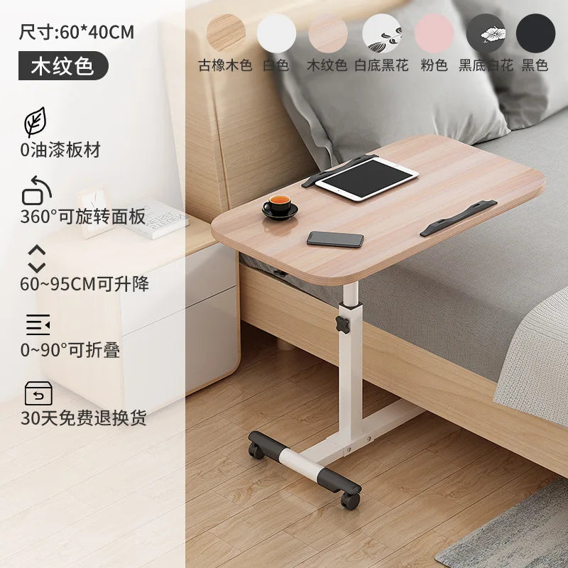Table de lit inclinable avec roulettes, bureau de chevet réglable en hauteur, 2 ordinateurs de bureau inclinables, bureau sur pied pour ordinateur portable
