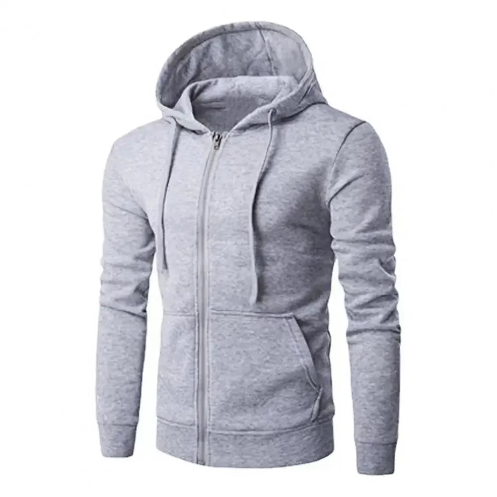 Popular autumn men's sportswear long sleeved jacket hooded sweatshirt zipper closure hooded sweatshirt men's clothing