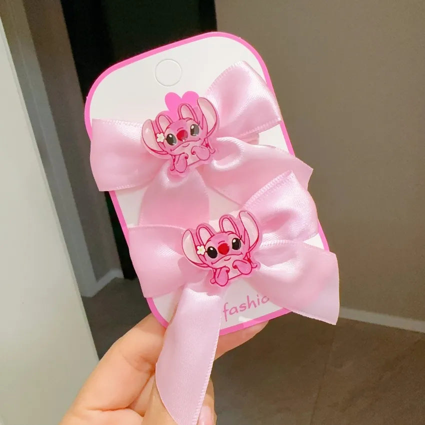 New Stitch Half Pack Fabric Bow Small Hair Clip Cute Cartoon Press Clip Female Children's Hair Accessories Shattered Hair Clip