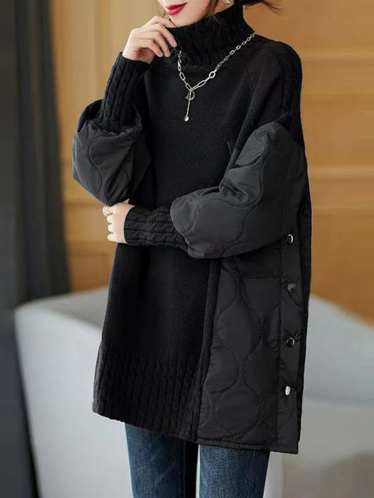 Women's Long Sleeve Turtleneck Sweater Autumn Winter Loose Knitted Sweaters Korean Casual Oversized Ladies Pullover Clothing