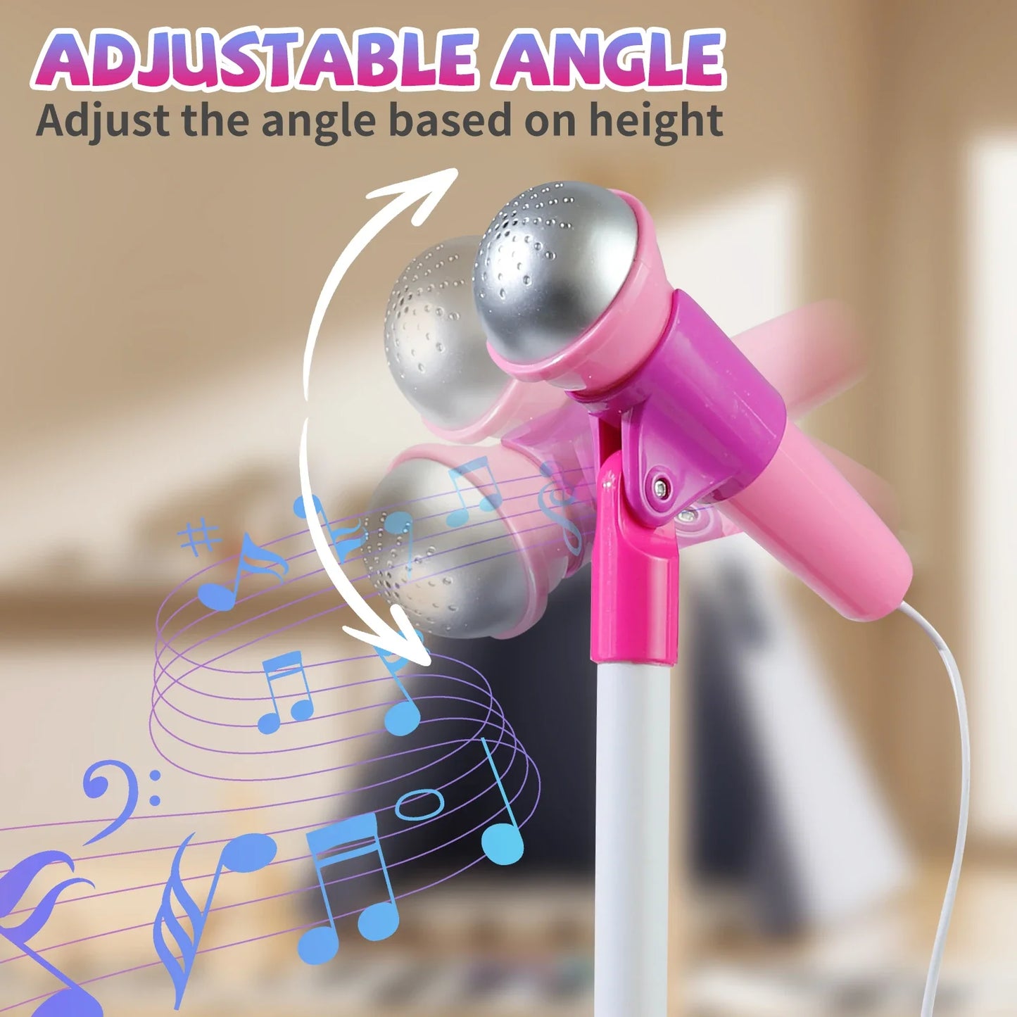 Kids Karaoke Machine with Microphone and Adjustable Stand, Rhythm lighting for Fun Musical Effects, Christmas/Halloween/New Year
