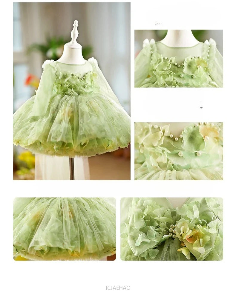 Girls' Floral Evening Dress Toddler Birthday Princess Outfit Christening Clothes Costume First Year Children's Dresses