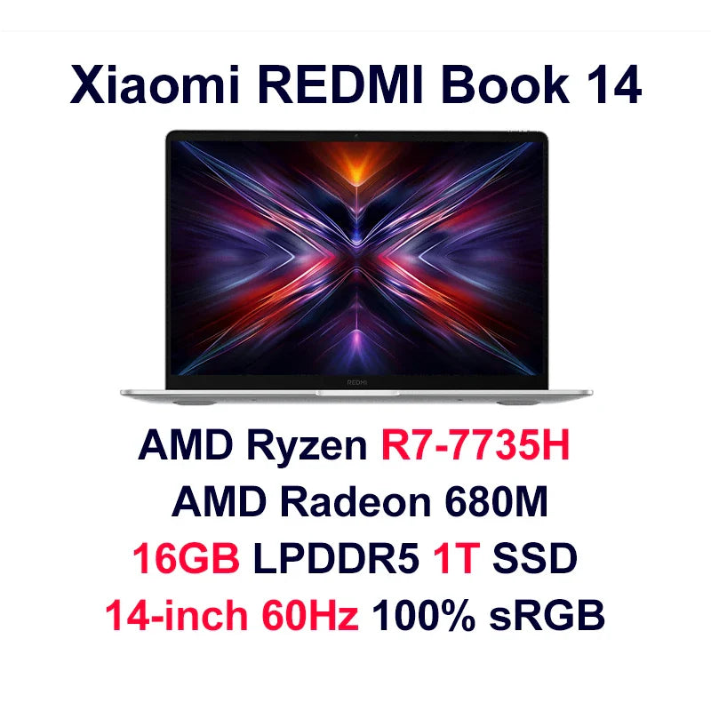 Xiaomi Laptop Redmi Book 14 2025 Ryzen 7-7735H/R5-7535H Radeon 680M/660M RAM 16GB 512GB SSD 14-inch 60Hz Screen Notebook Slim PC