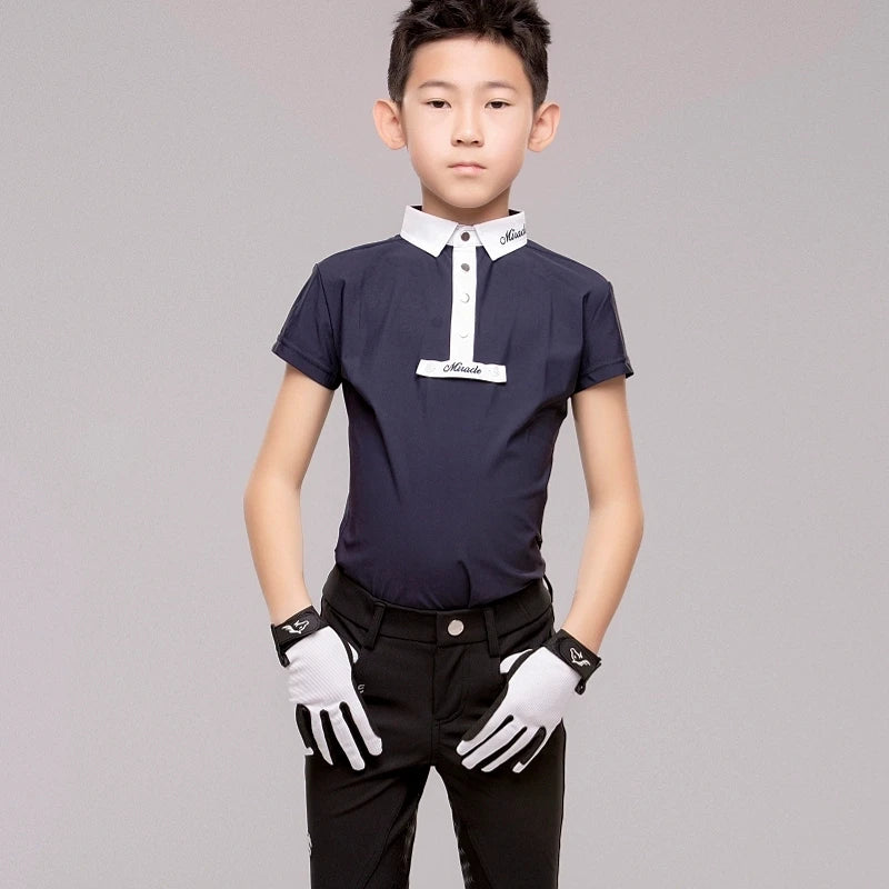 Equestrian Children's Spring and Autumn Summer Competition Short sleeved Long sleeved T-shirt