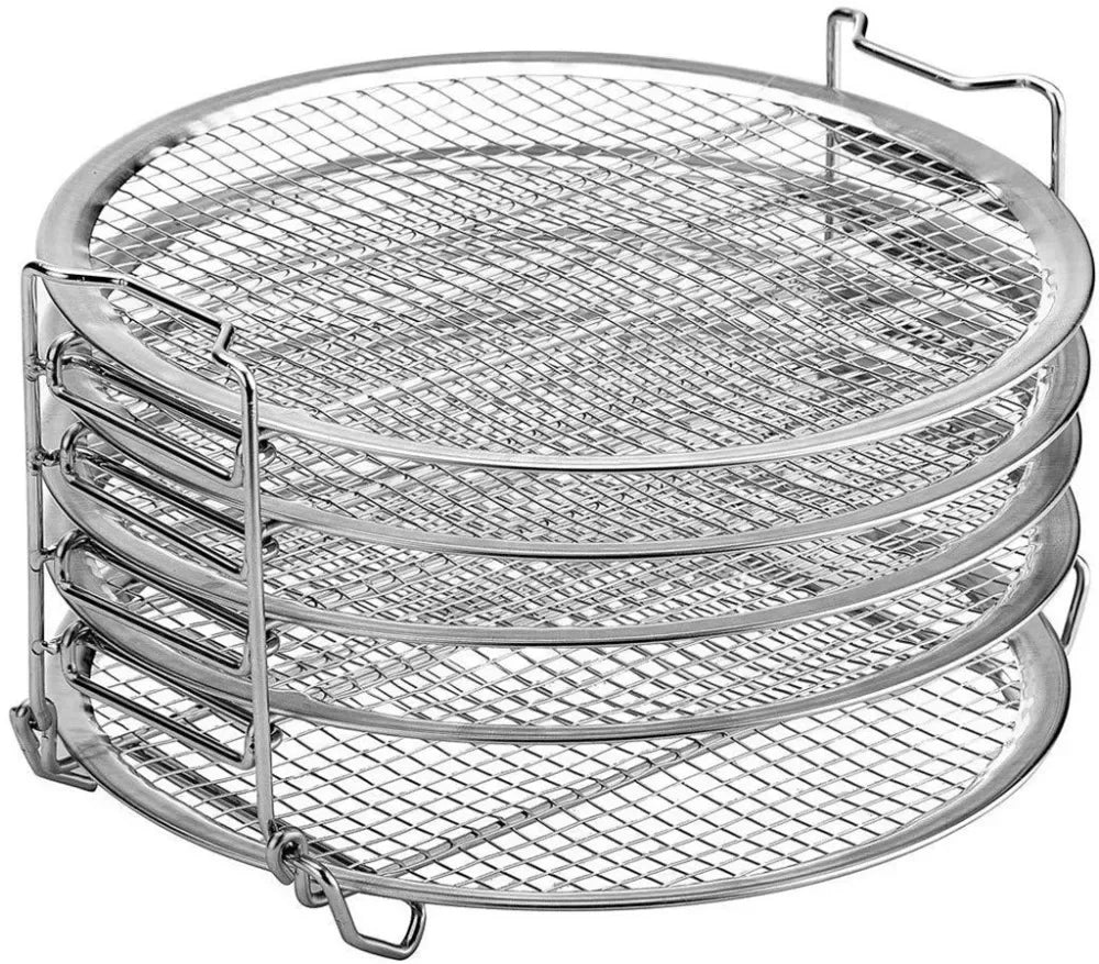 Air Fryer Grill Stand with Five Stackable Layers, Food Grade Stainless Steel Dehydrator Rack Accessories