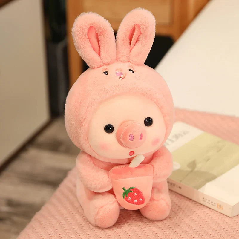 Peluche Kawaii Cochon Boba, Animal en Peluche Cochon, Déguisement Licorne Grenouille, Oreiller Doux, Jouets pour Enfants, Cadeau d'Anniversaire