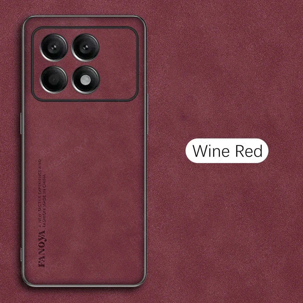 Case for Poco X6 Pro TPU Soft Frame Sheepskin Leather Back Coque for Poco X6Pro Cover Camera Protect Shockproof Protection Shell