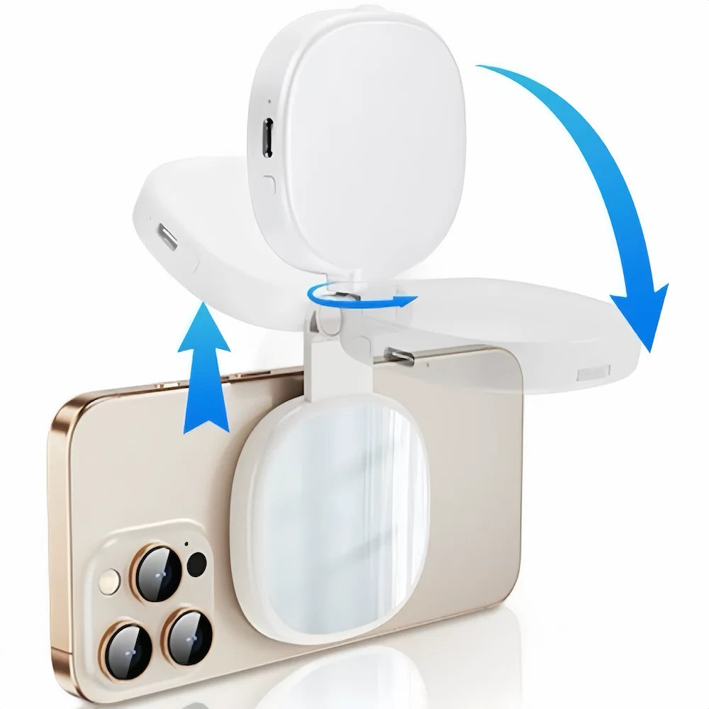 Magnetic Selfie Light, Phone Light Compatible with MagSafe IPhone, 360° LED Selfie Ring Fill Light with Mirror for Selfies/Vlog