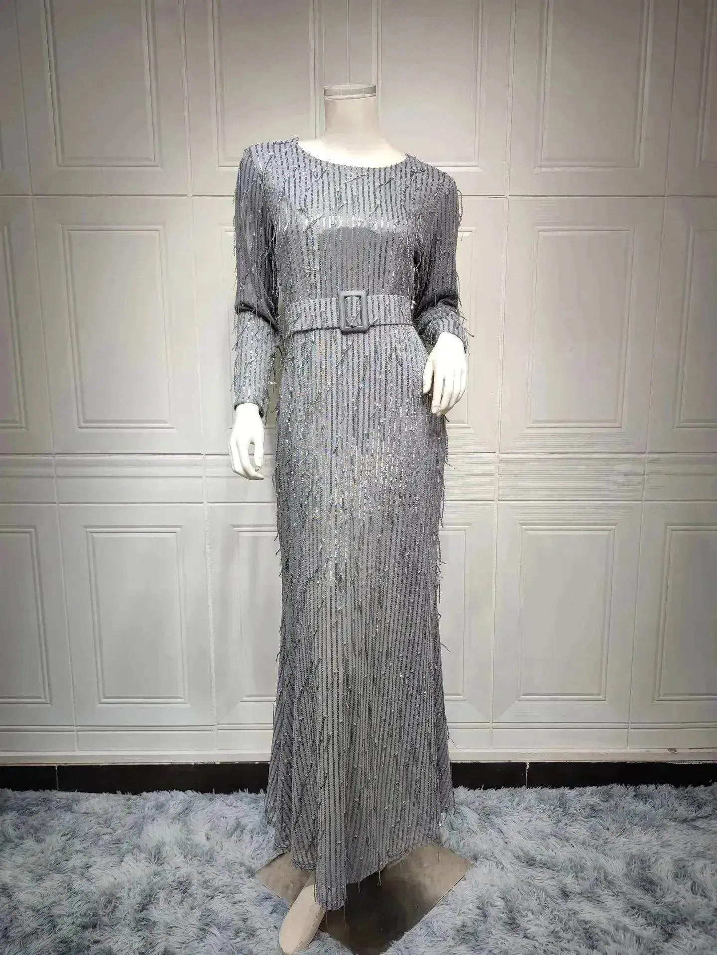 Sequin Tassels Slim-fit Dress Arab Dress