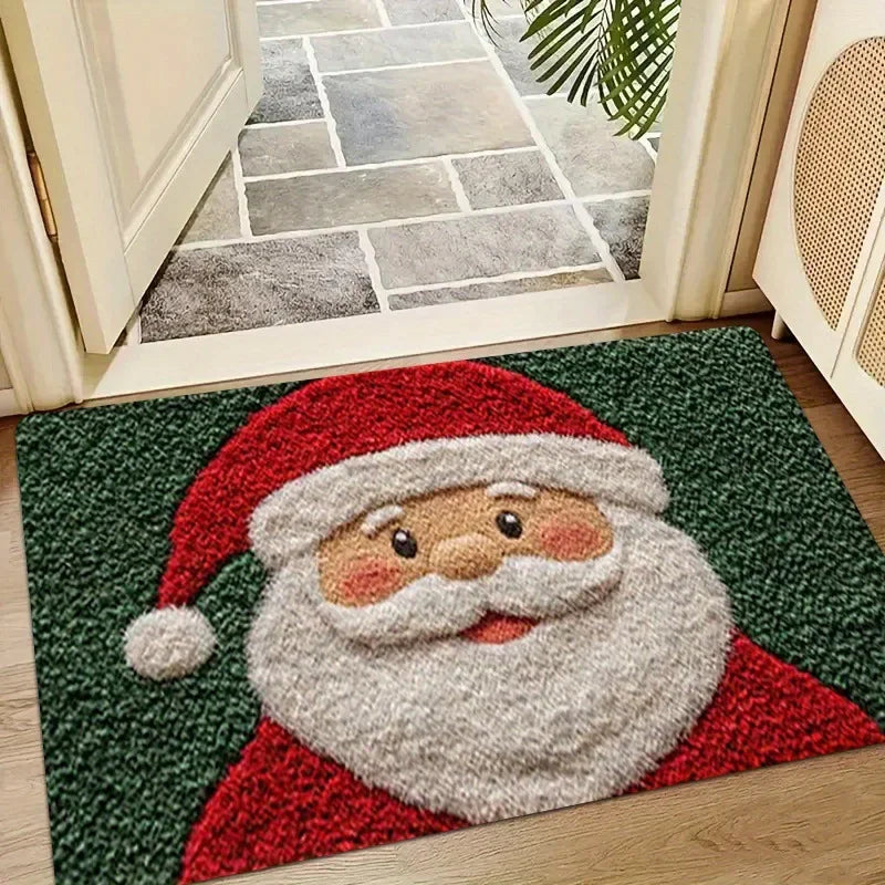 Tapis de porte de noël rouge, père noël, extérieur, intérieur, bonhomme en pain d'épice, nouvel an, joyeux noël, décoration de tapis de pied pour la maison