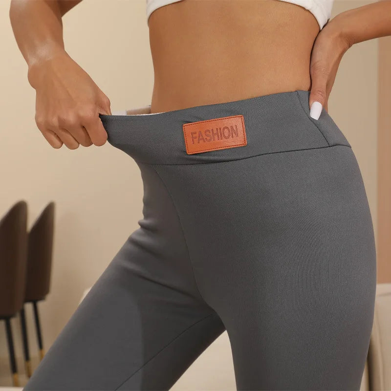 Hiver épaissir Leggings chauds femmes agneau cachemire Joggers taille haute polaire collants élastiques collants chauds pantalon mince velours Legging