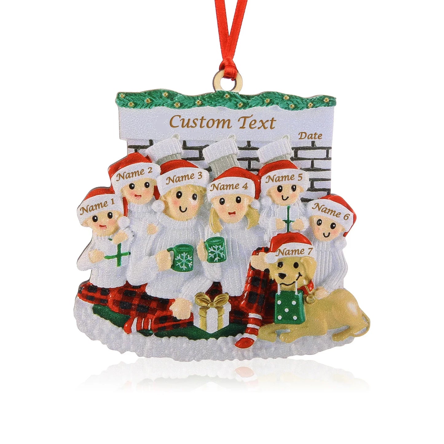 Wood Custom Family And Dog Christmas Ornament Personalized Name Engraved Pendant Xmas Gift for Family Christmas Tree Decorations
