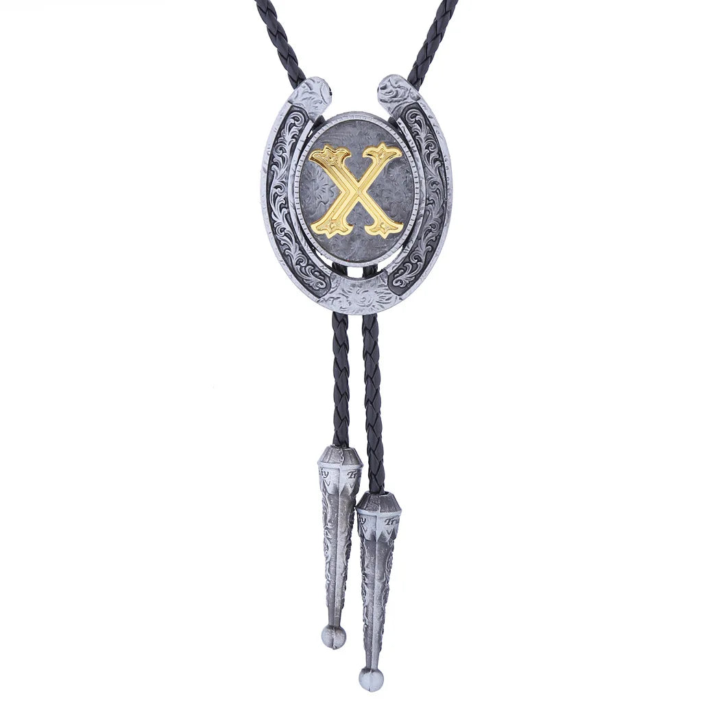 RechicGu-26 lettres Bolo pour homme, style western, cow-boy, cow-girl, cravate en cuir, collier rodéo, bijoux cadeaux, Dropshipping