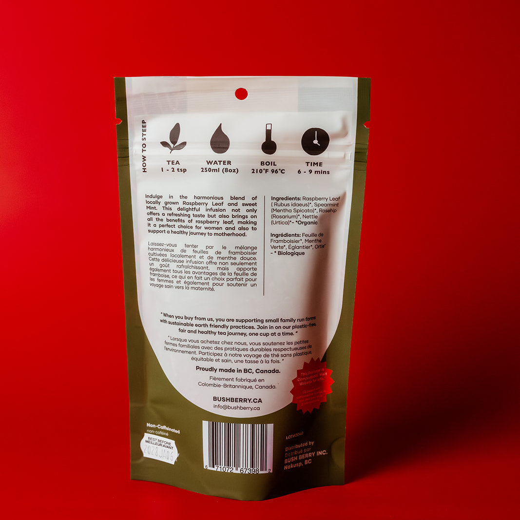 Tisane Bio Feuille de Framboisier + Menthe | Soutien Troisième Trimestre