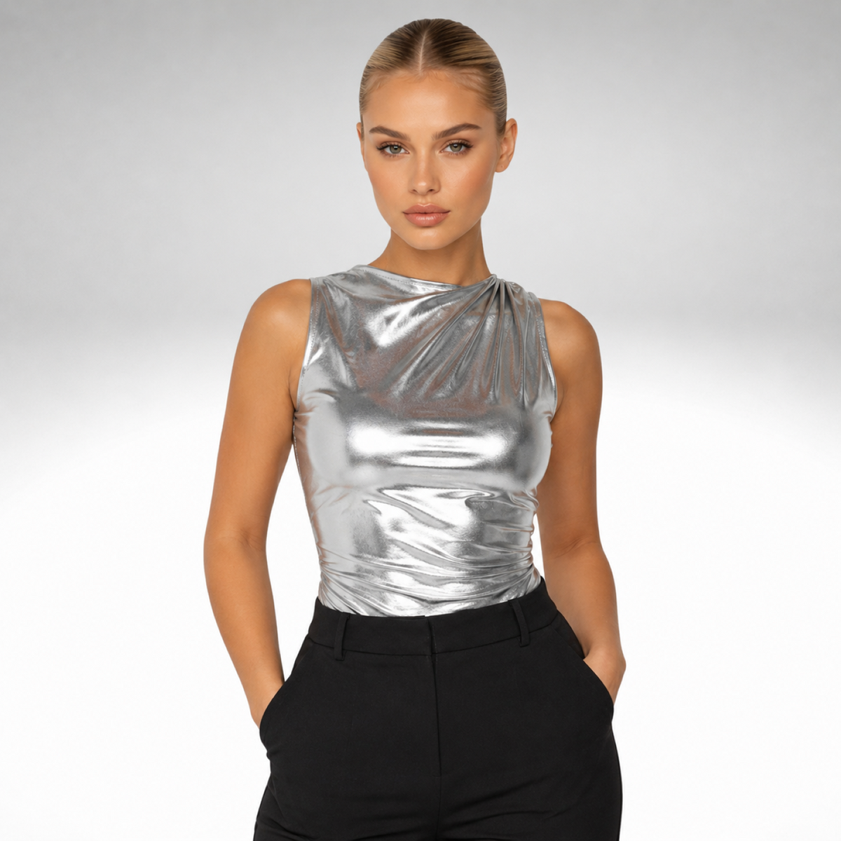 Metallic Silver Top