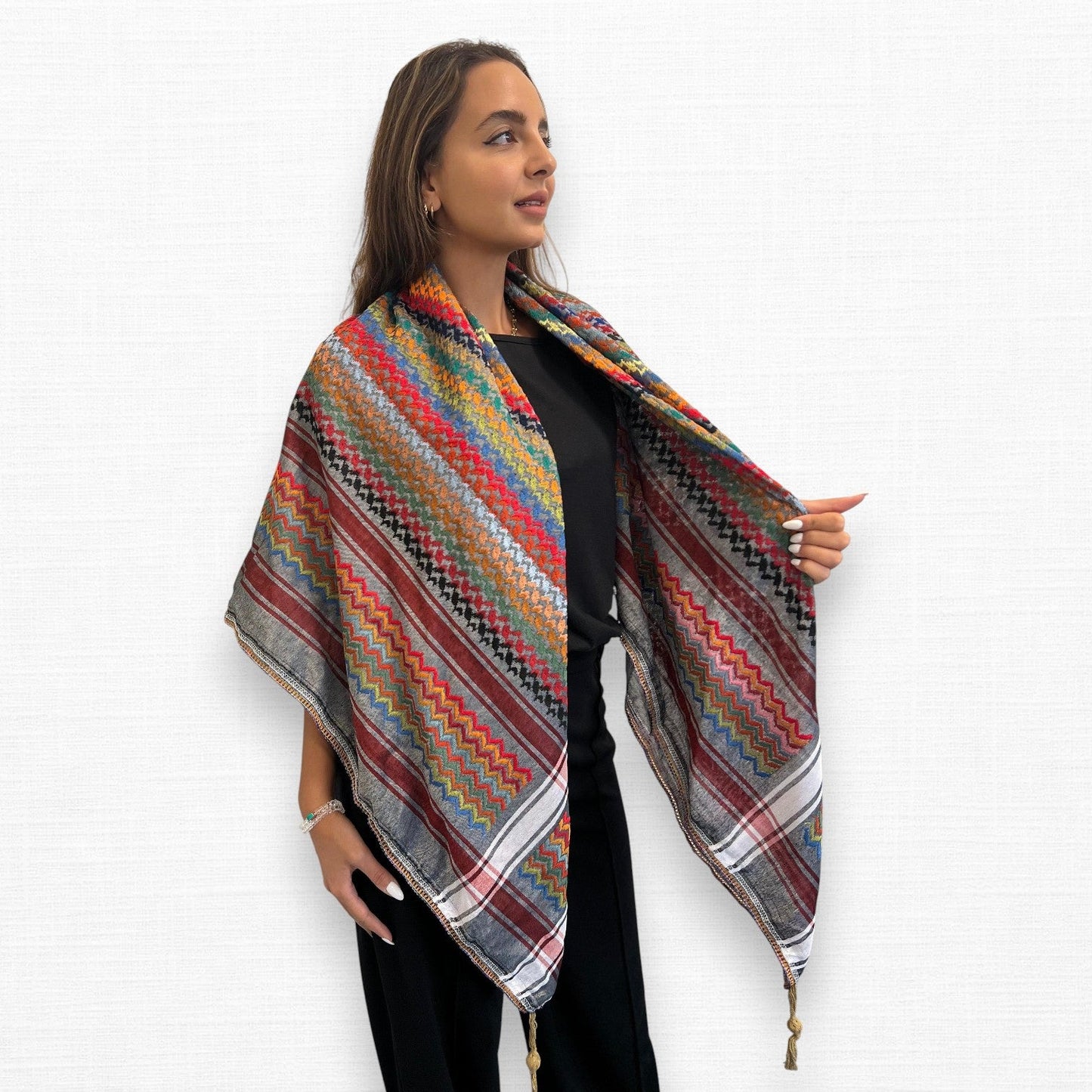 Vibrant Ash Grey Kufiya (Keffiyeh) | Made in Jordan