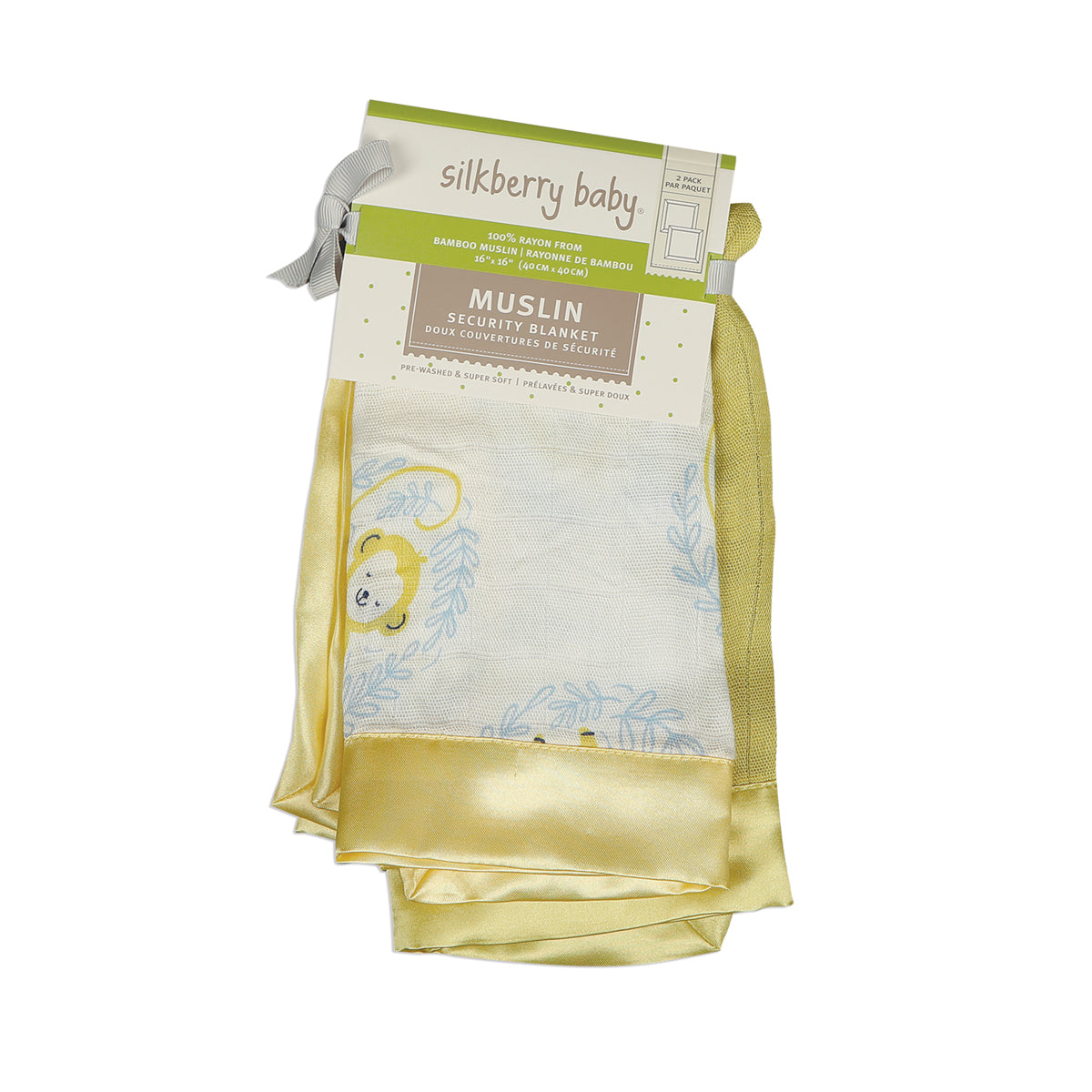 Bamboo Muslin Security Blankets (2pack) - Monkey Print & Pear