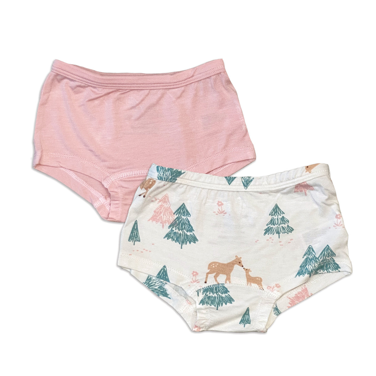 Shorty en bambou pour filles et garçons – Lot de 2 (imprimé cerf/rose thé)