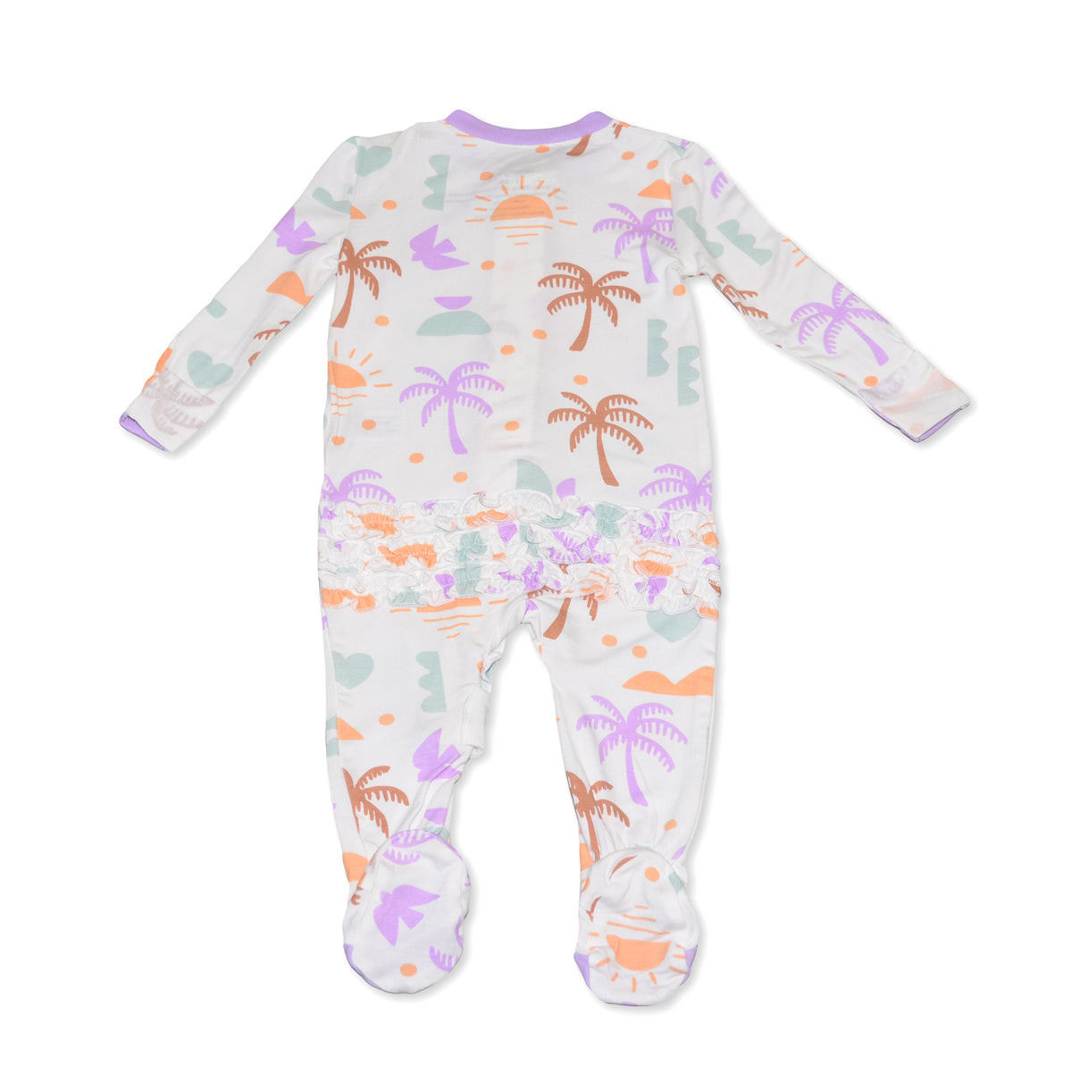 Bamboo Ruffle Footies with Two Way Zipper (Boho Surf Print)