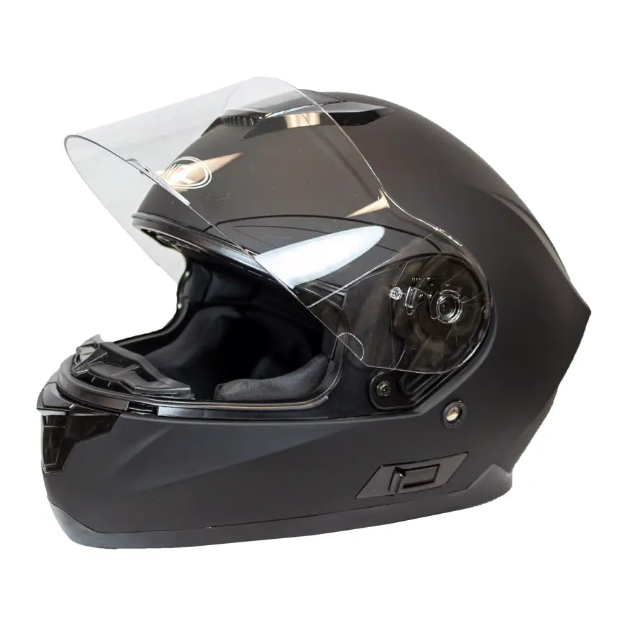 Casque intégral mat noir en cuir West Coast