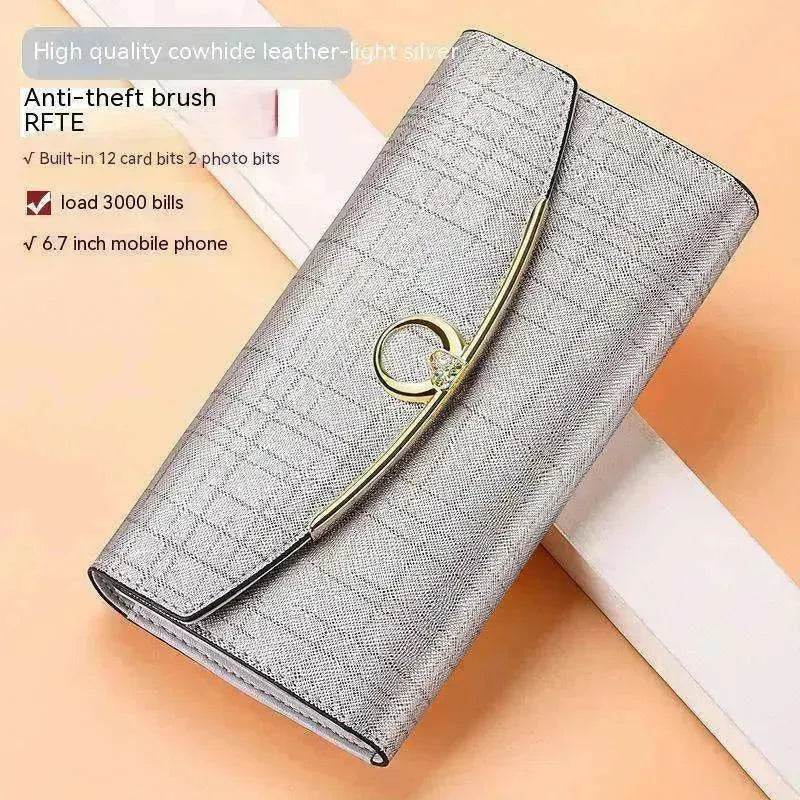 Women's Real Leather Anti theft Large Capacity Wallet Clutch Bag