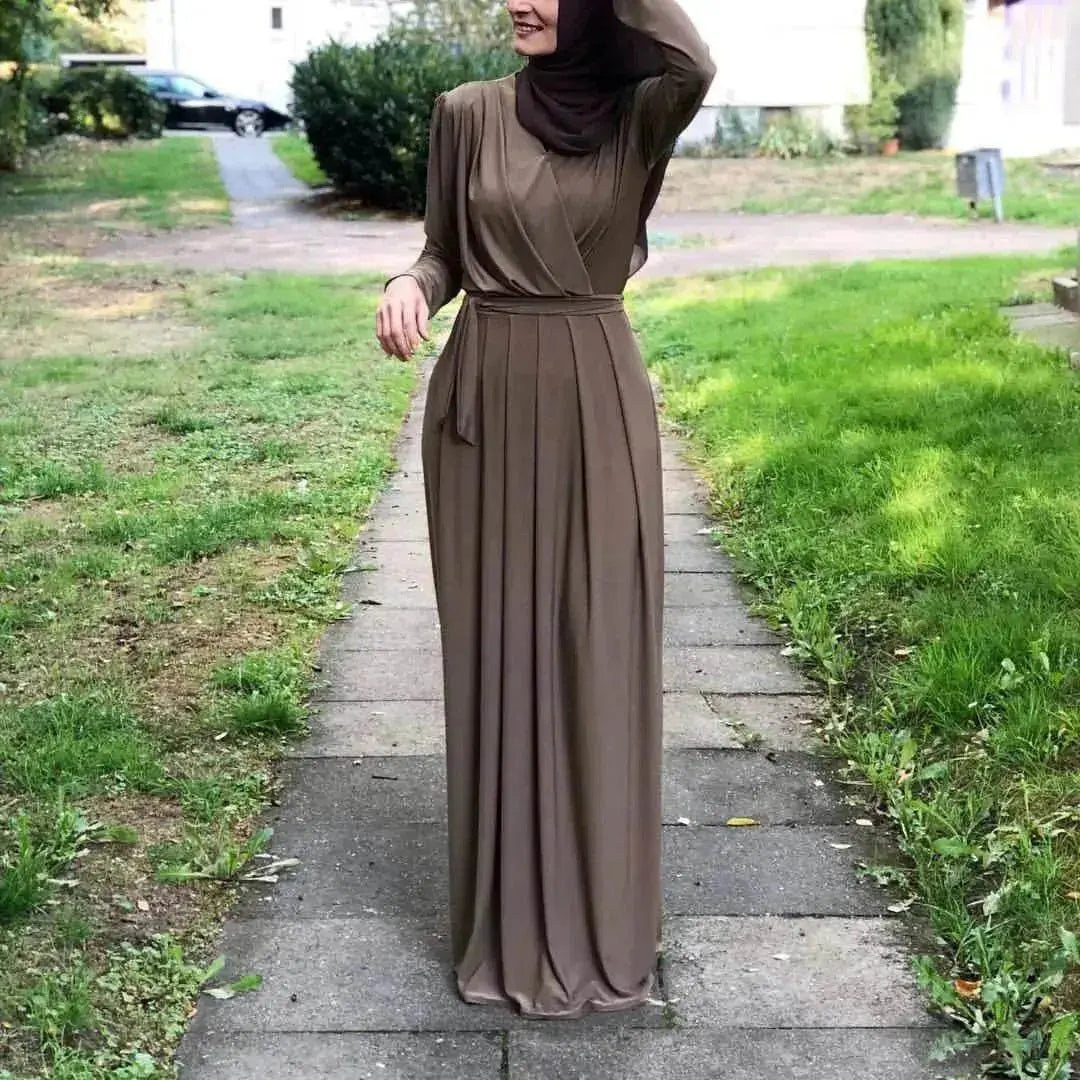 Women's Solid Color Middle Eastern Arab Long Dress