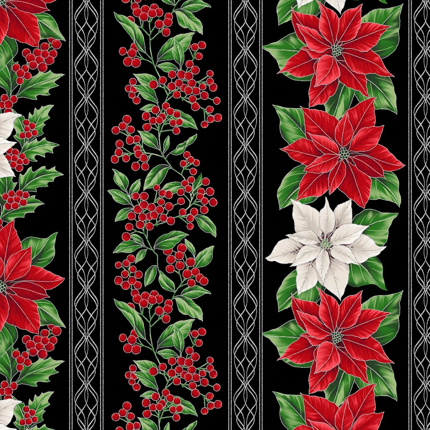 Hoffman - Blooming Holidays - Border Onyx/Silver - X7789H-213S