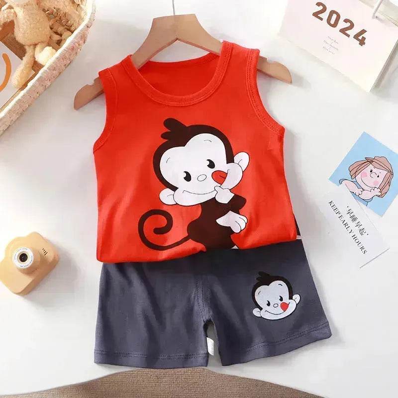 New Vest Suit Cotton Sleeveless Boy Summer Clothing Vest Two-piece Set for boys