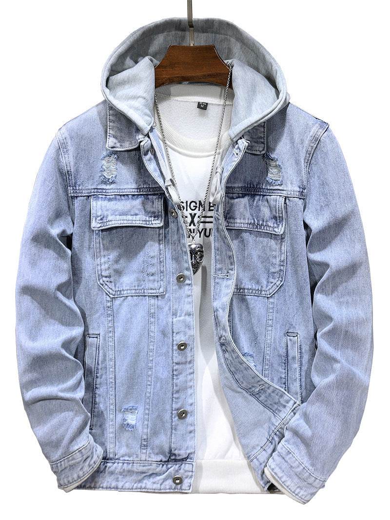 Men's Jacket Detachable Hooded Denim Jacket Men Jeans