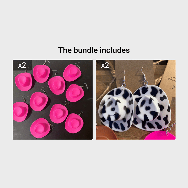 1 paire de boucles d'oreilles pendantes fantaisie en forme de chapeau de cowboy disco - Bijoux fantaisie amusants pour filles et femmes - Idée cadeau unique pour anniversaire, Noël ou toute autre célébration