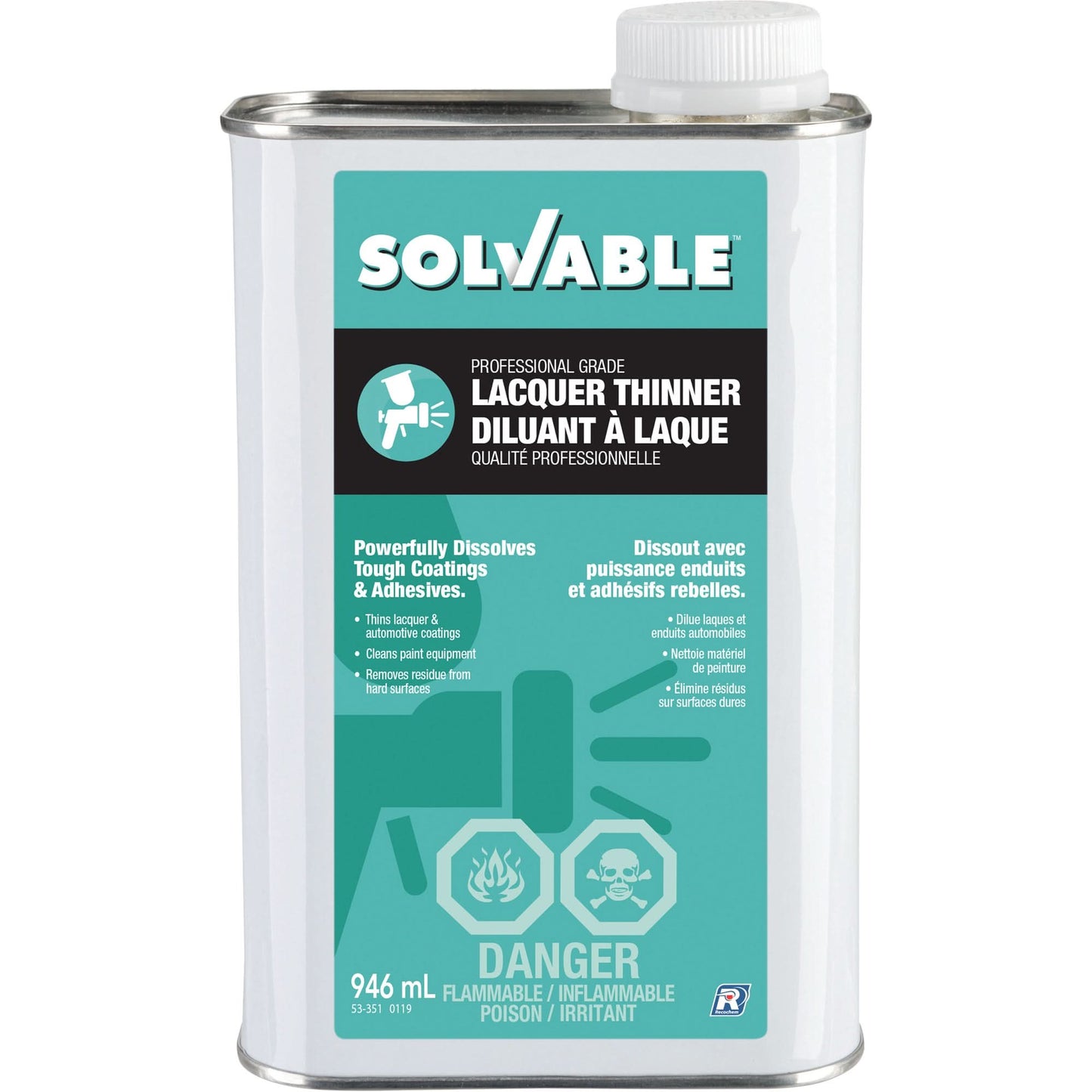Professional Grade Lacquer Thinner, Rectangular Can, 946 ml
