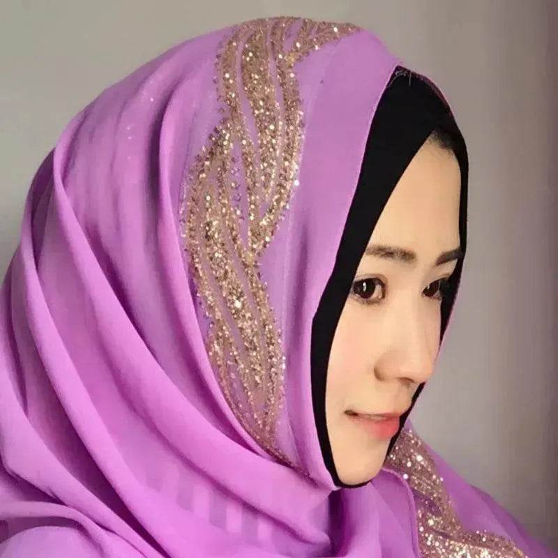 Arab Chiffon sprinkled gold long scarf