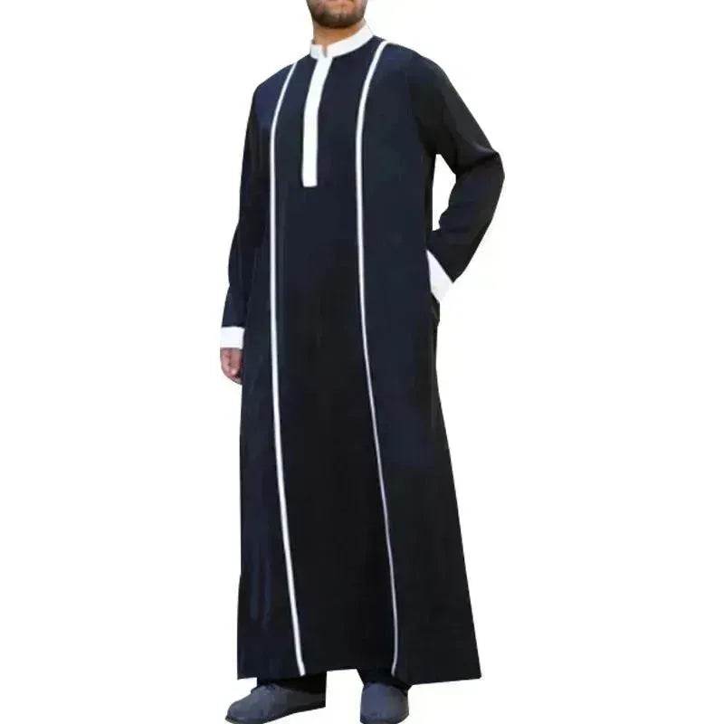 Fashionable and Elegant Arab Costume Halloween Long Sleeve C Suit Kaftan Jubba Costume Robe Moroccan Men's Jalabiya