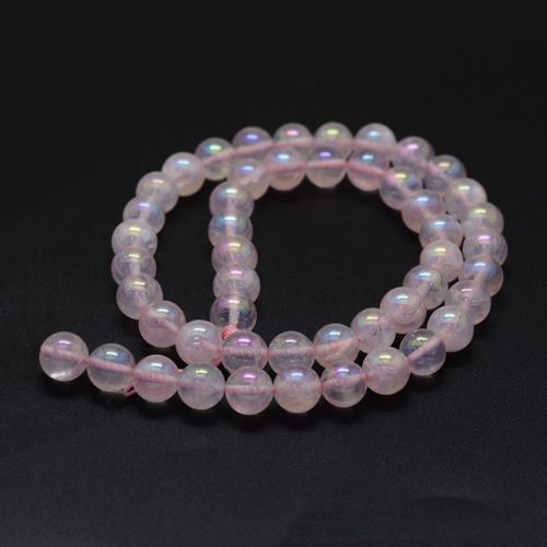 Perles de gemme de quartz rose Aura