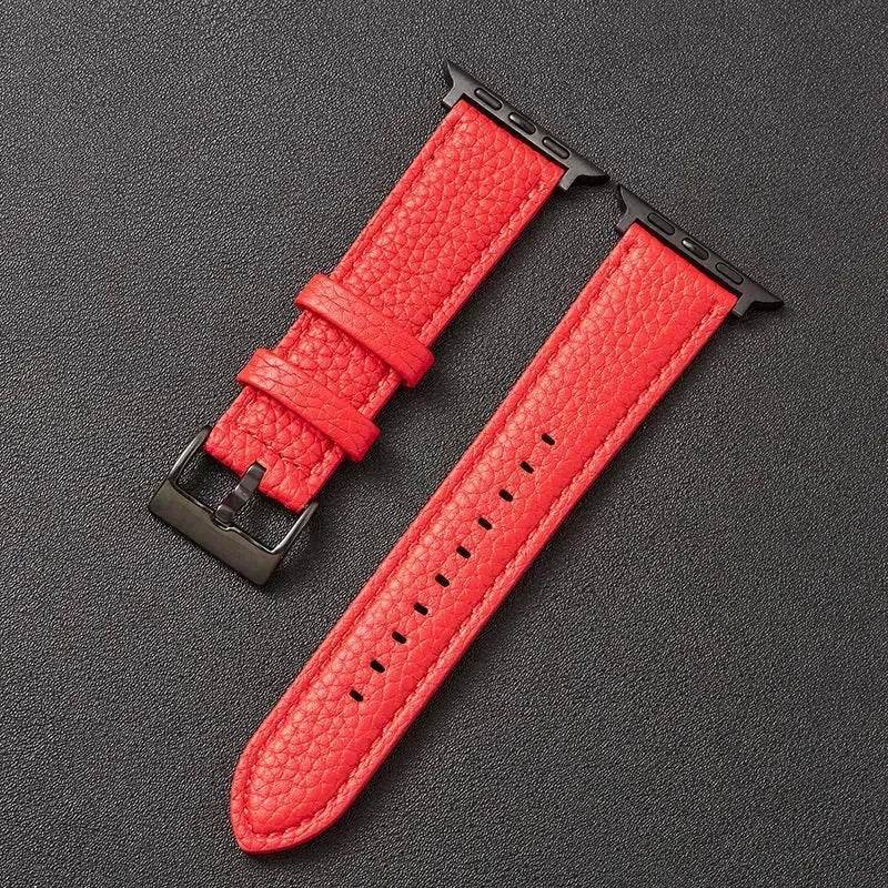 Suitable For Iwatch SE Strap Lychee Pattern Oil Wax Leather Strap New Silicone Leather Strap