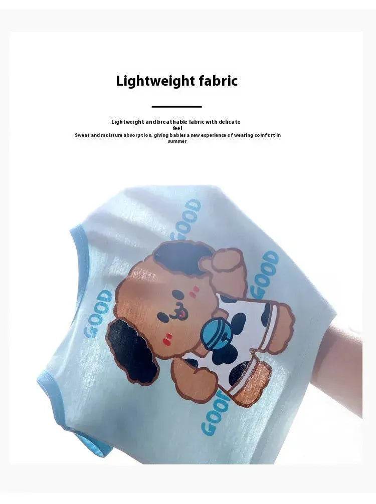 Casual Children's Pure Cotton Cartoon Printed Vest Set Two piece for baby boys