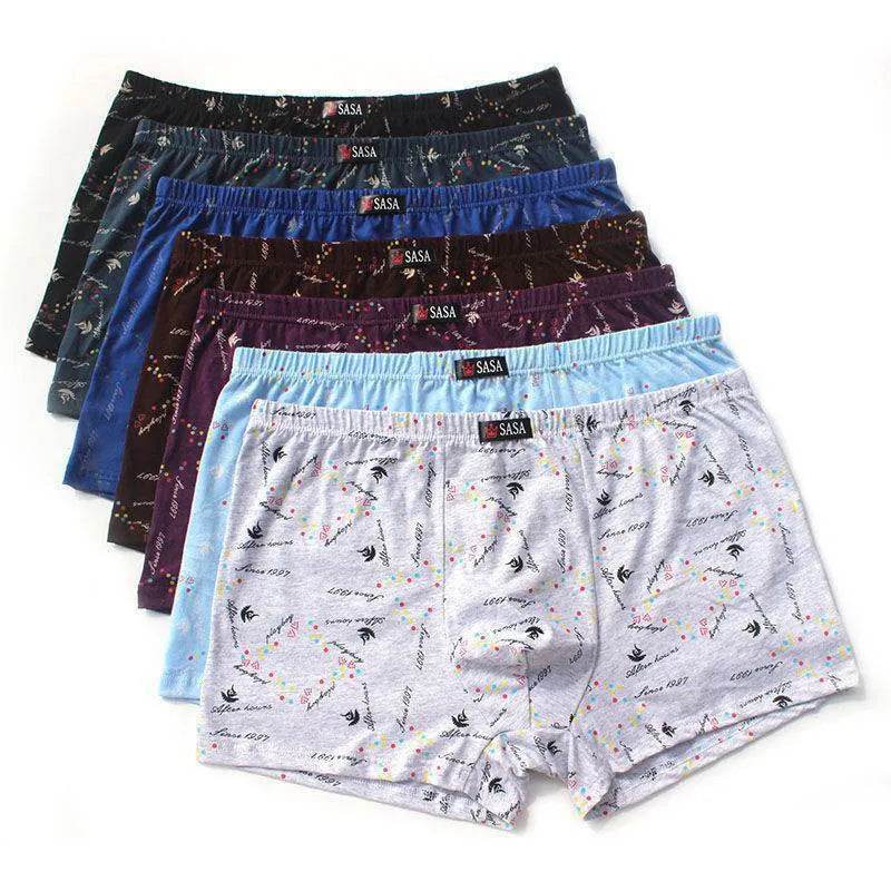 Men's Underpants Cotton 6 Pcs Printed Boxer Mid Waist underwear