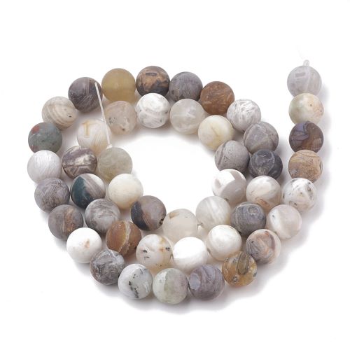Bamboo Leaf Agate Frosted Gemstone Bead