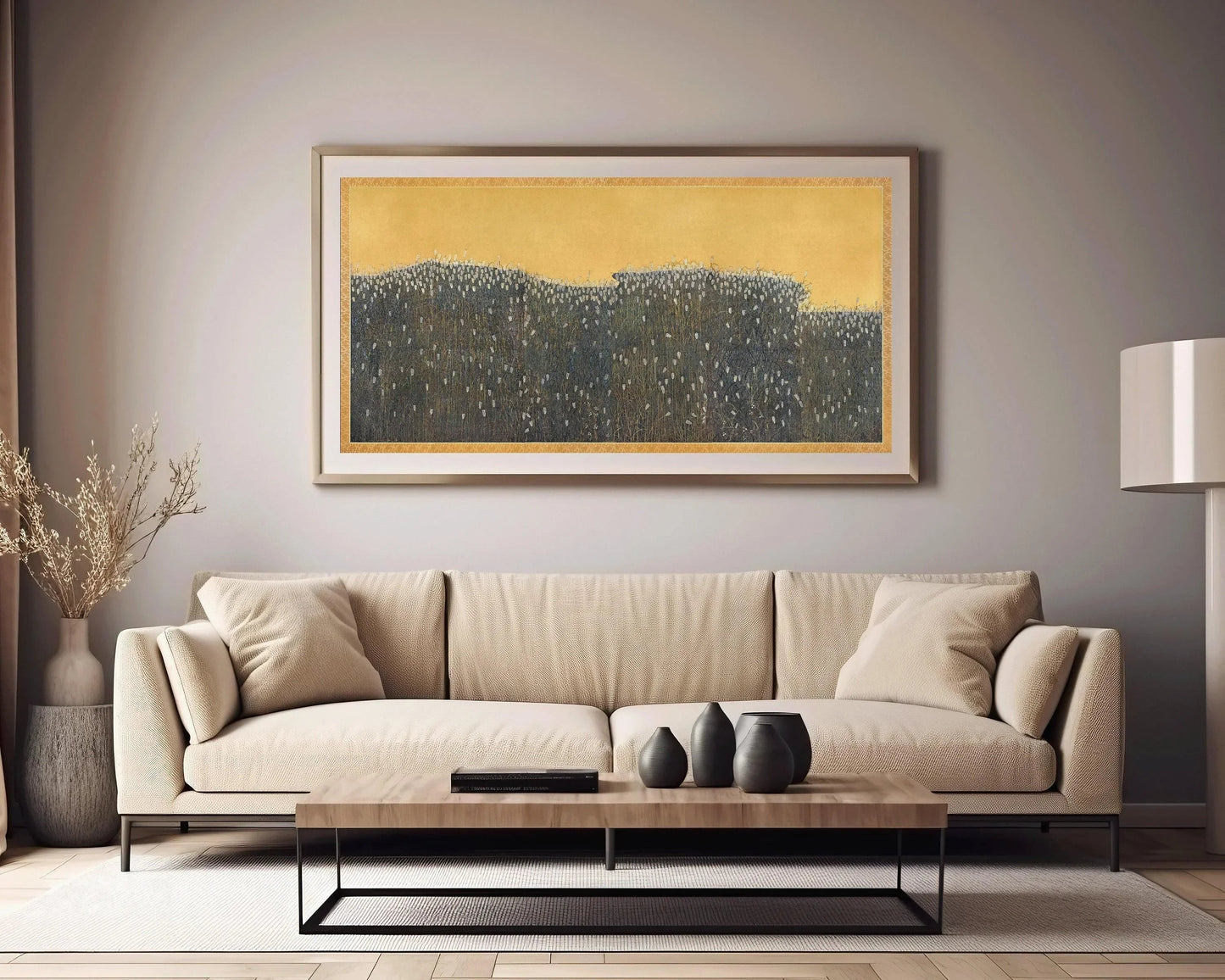 Vintage Barley Field Art Print: 17th Century Panoramic Landscape (2x1)