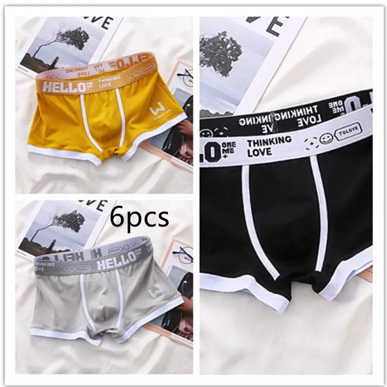 Men's Cotton Boxer Briefs Trendy Breathable Low waist underwear