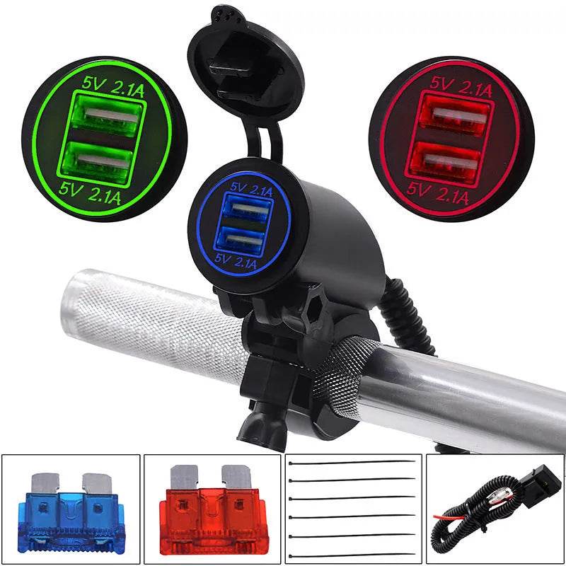 4.2A Dual USB Mobile Phone Motorcycle Car Charger