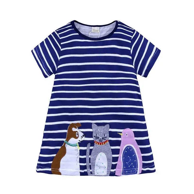Casual Girls' Skirt gown Cartoon Printed Cotton Dress for kids