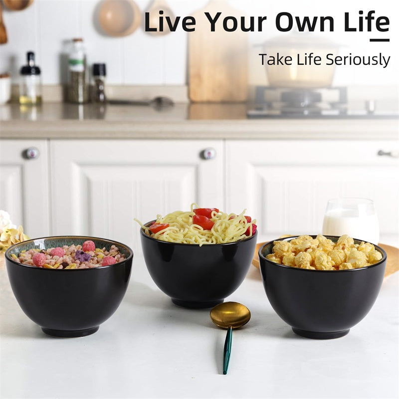 Creative Western Food Kiln Change Peacock Green Bowl Pant 24oz Bowl Set Of 4 For Cereal, Salad, Pasta, Soup, Dessert, Serving Dishwasher, Microwave And Oven