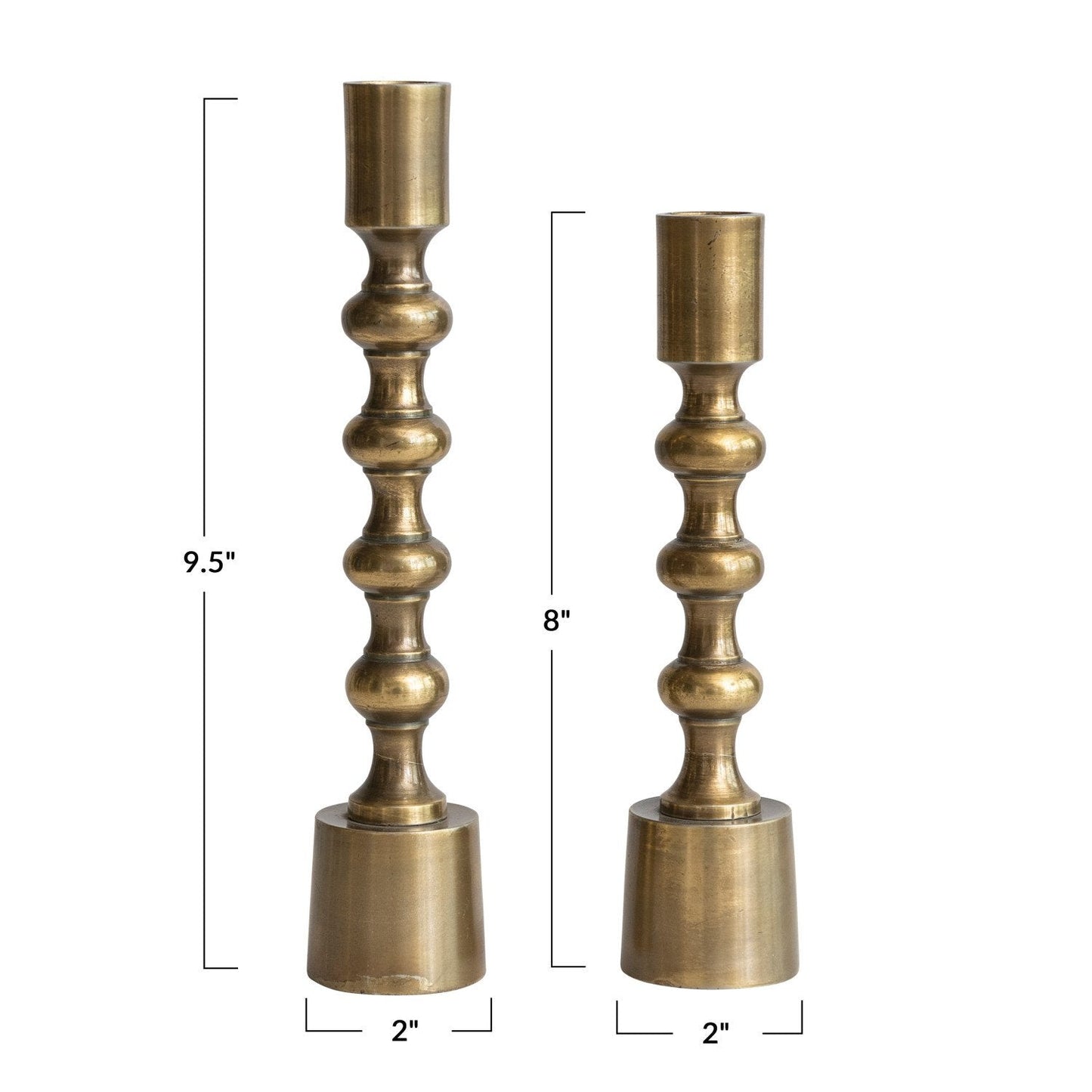Cast Aluminum Taper Candlestick – Antique Gold, Set of 2