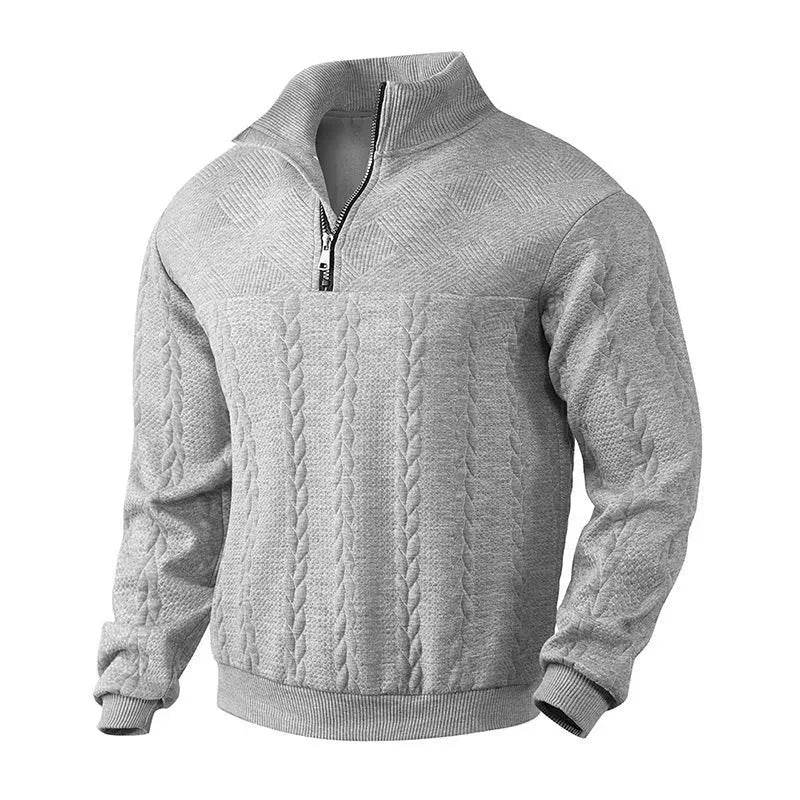 Casual Autumn Winter Half Zip Stand Collar Pullover Sweater top Men