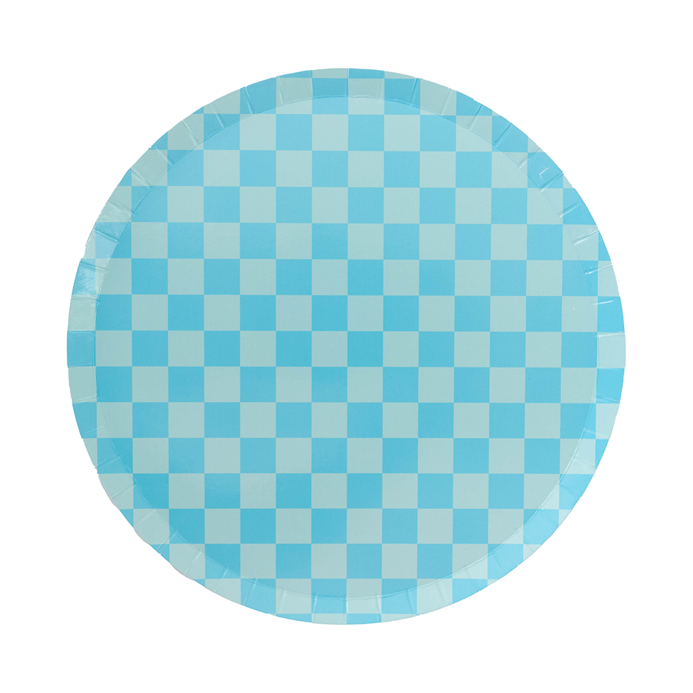 Blue Check It! Dinner Plates (SET OF 8)